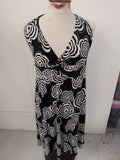 M/L Black And White Floral Halter neck Dress