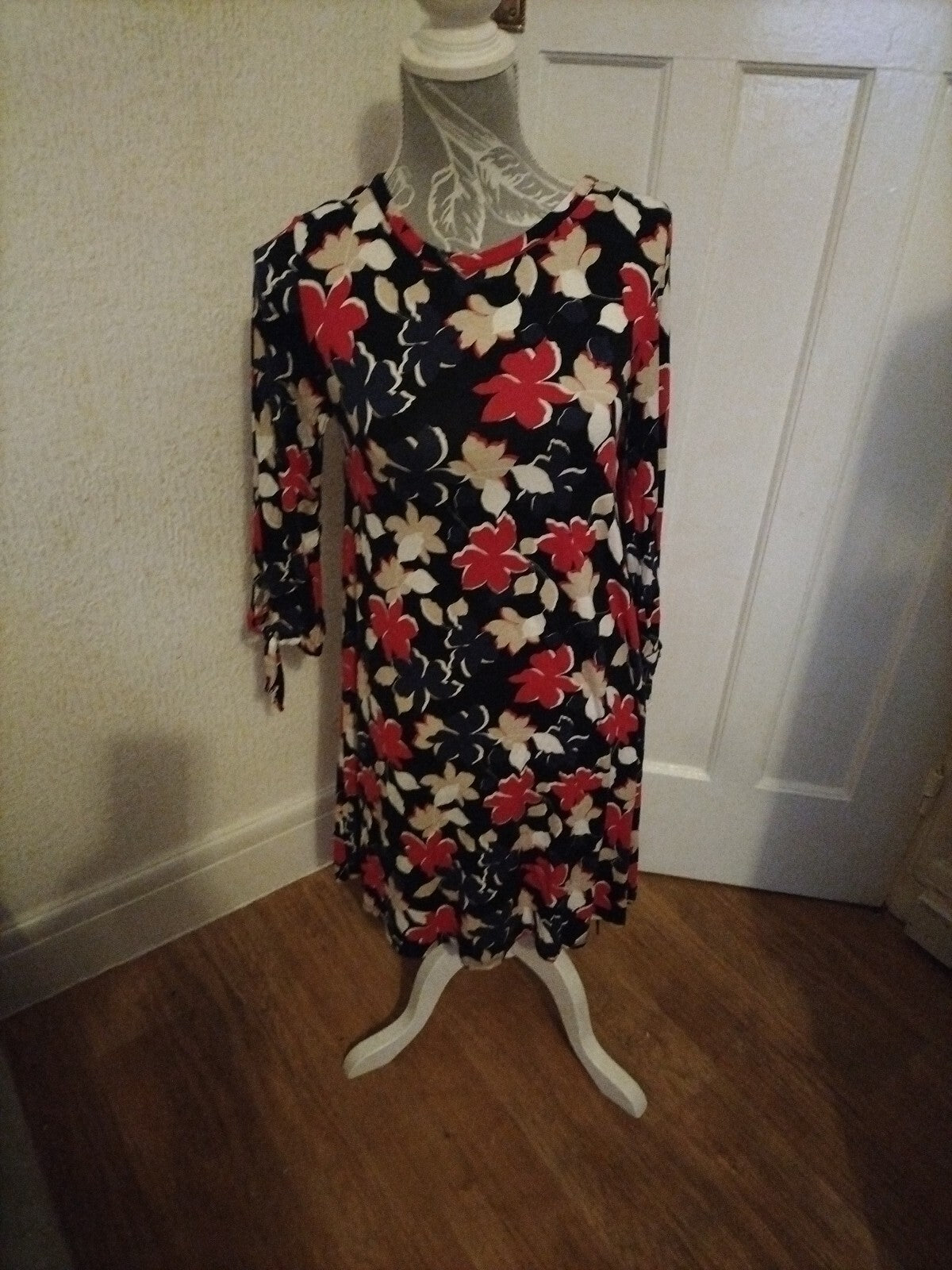 Ladies Debenhams Size 10 Black/Pink Floral Dress