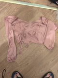 Boohoo 10 Pink Bubblegum Long Sleeve Crop Top