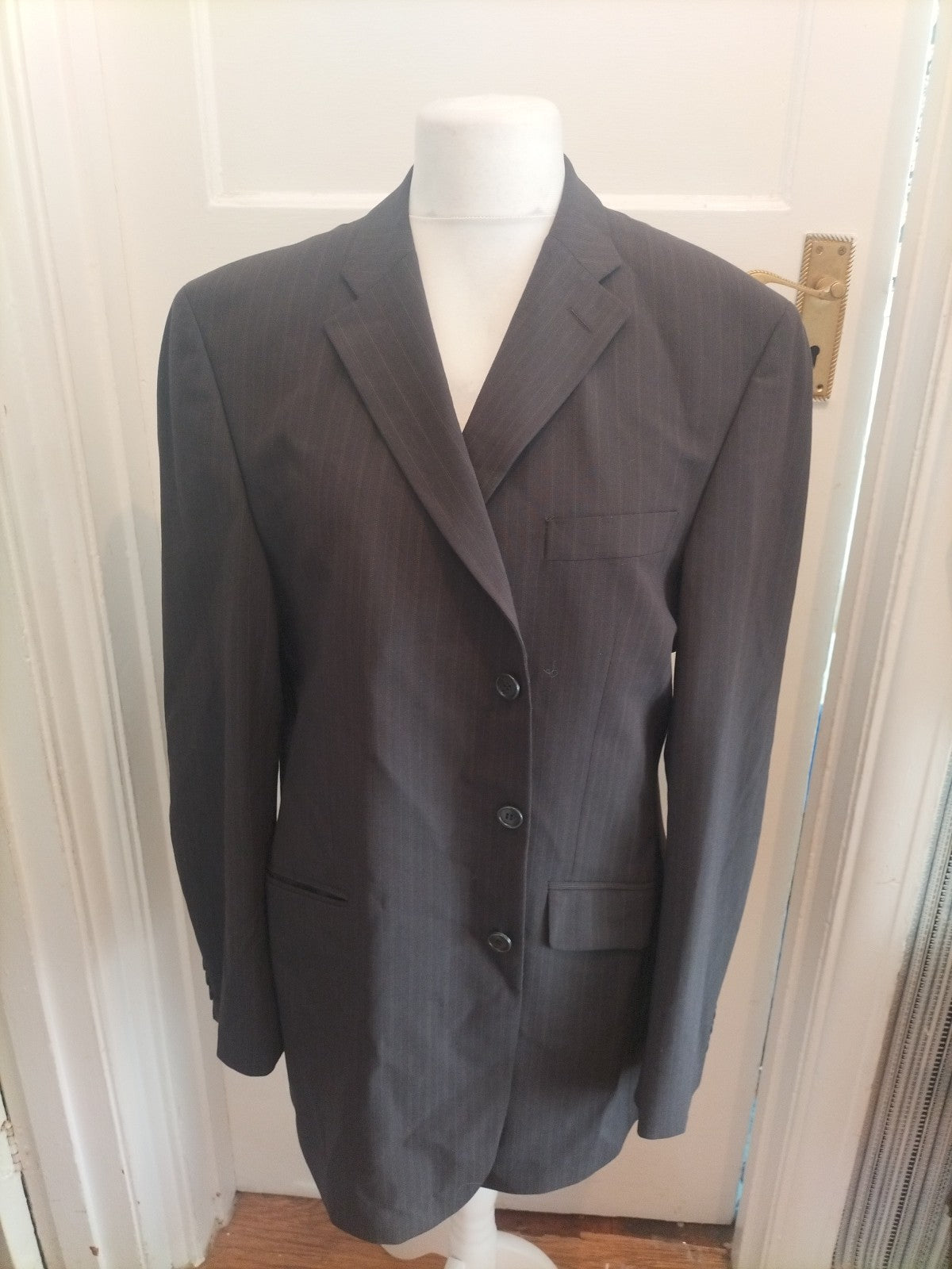 Marks And Spencer 44L Brown Pinstripe Suit Jacket