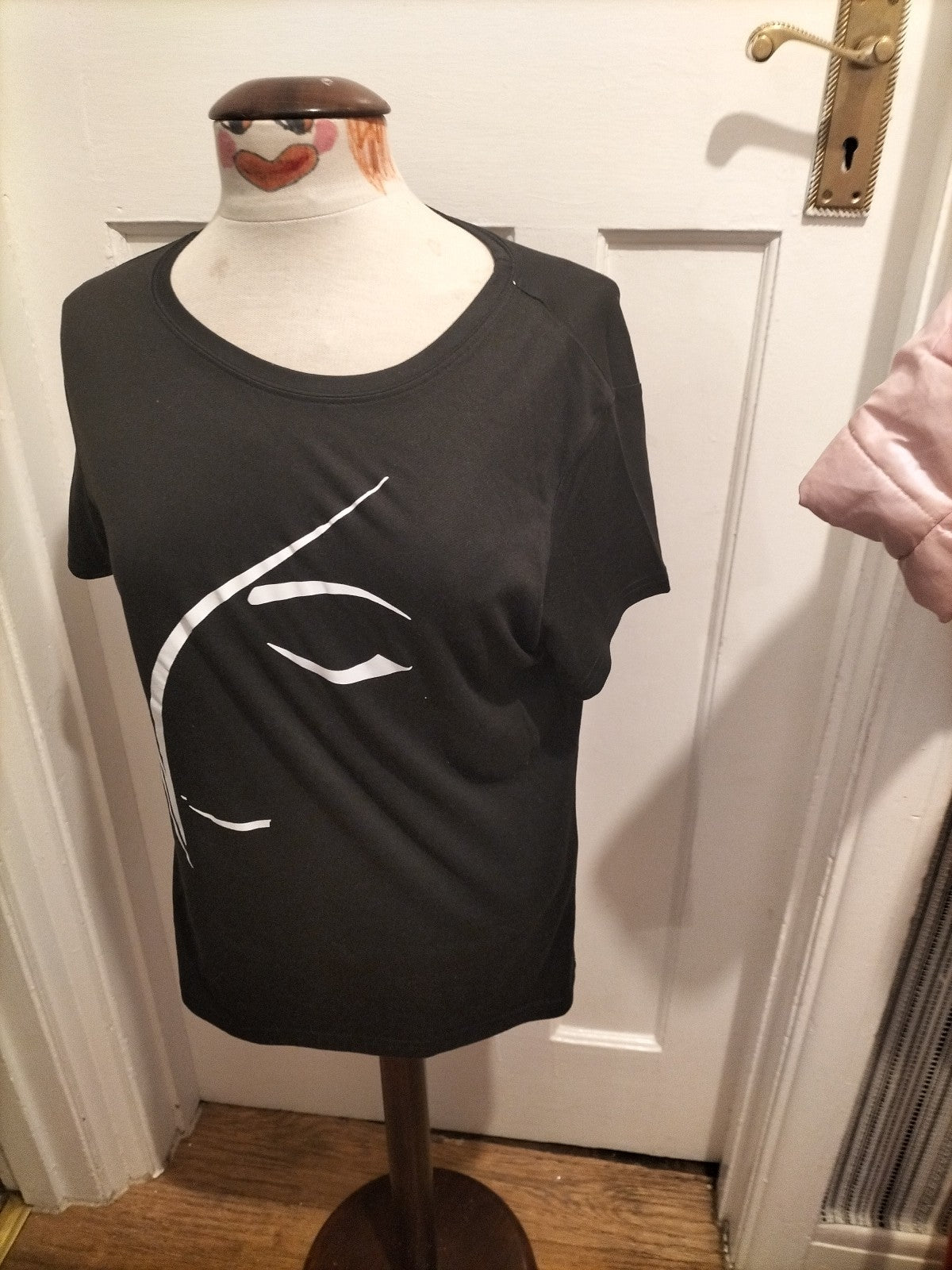 Ladies Shein Size Large Black Polyester Printed Tshirt