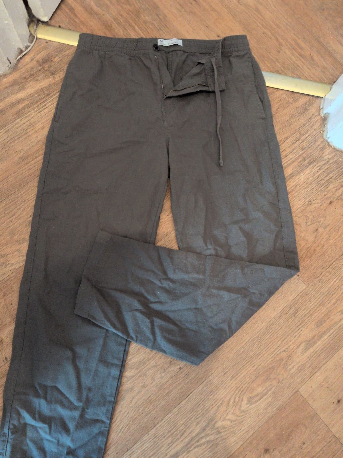 Mens Denim&Co Medium Straight Fit Elasticated Trousers Dark Grey