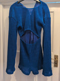 Ladies Prettylittlething 6 Shiny Blue Long Sleeve Ribbed Playsuit