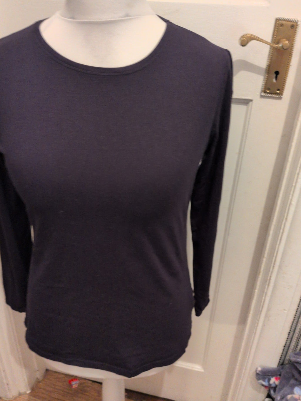 Primark Ladies Large Navy Long Sleeve Stretch Crew  Thsirt