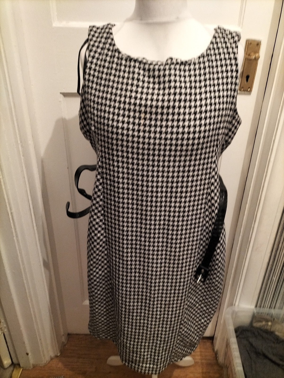 Ladies Next Size 12 Black And White Belted Lined Sleeveless Dress