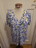Ladies Marks And Spencer Size 12 Multi Yellow Blue Black Short Sleeved Tshirt