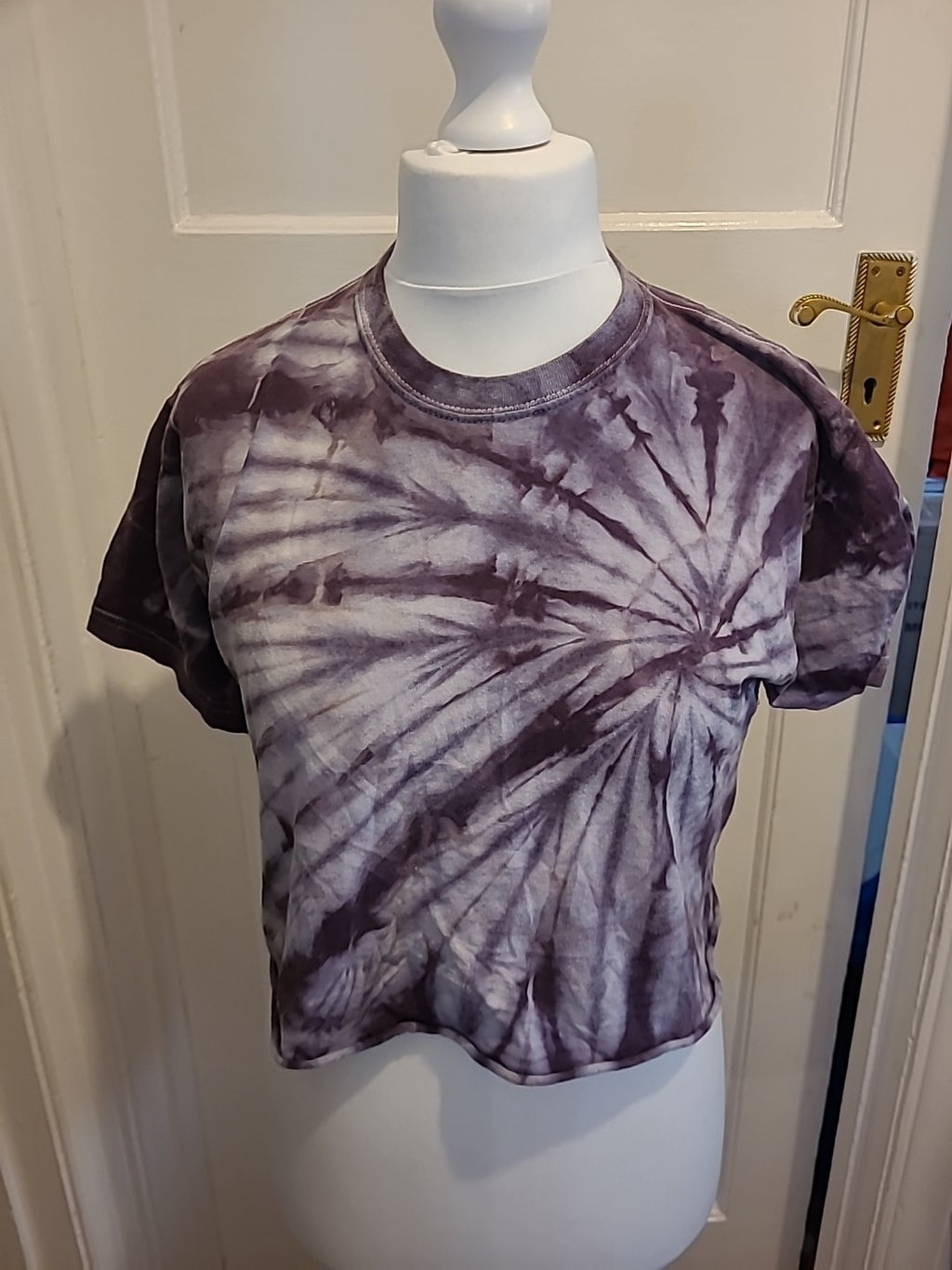 Ladies Size S/M Purple And Grey Short Sleeved Dye Tshirt