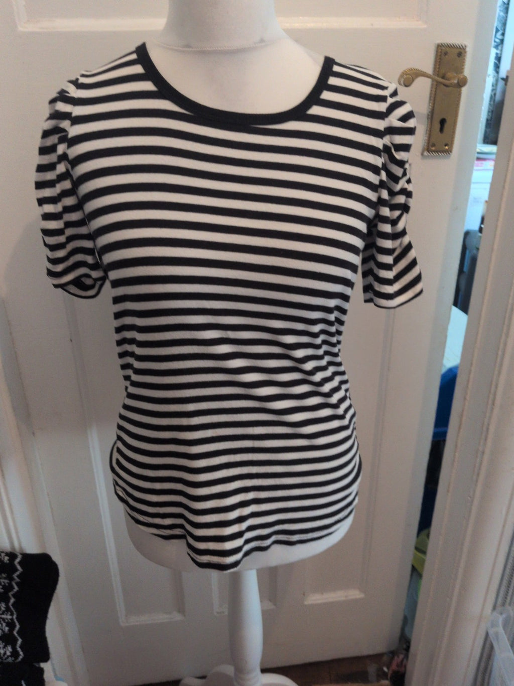 Evie Maternity 12 Navy Stripe Short Sleeve T-shirt