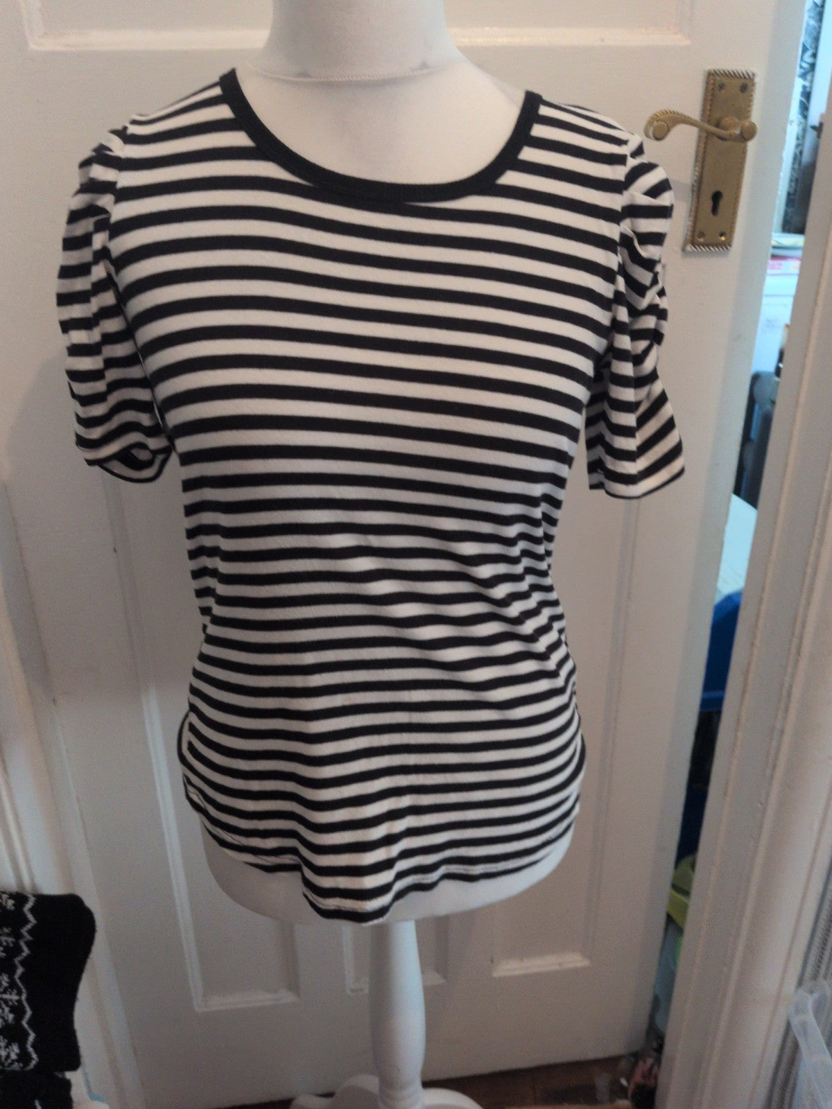 Evie Maternity 12 Navy Stripe Short Sleeve T-shirt