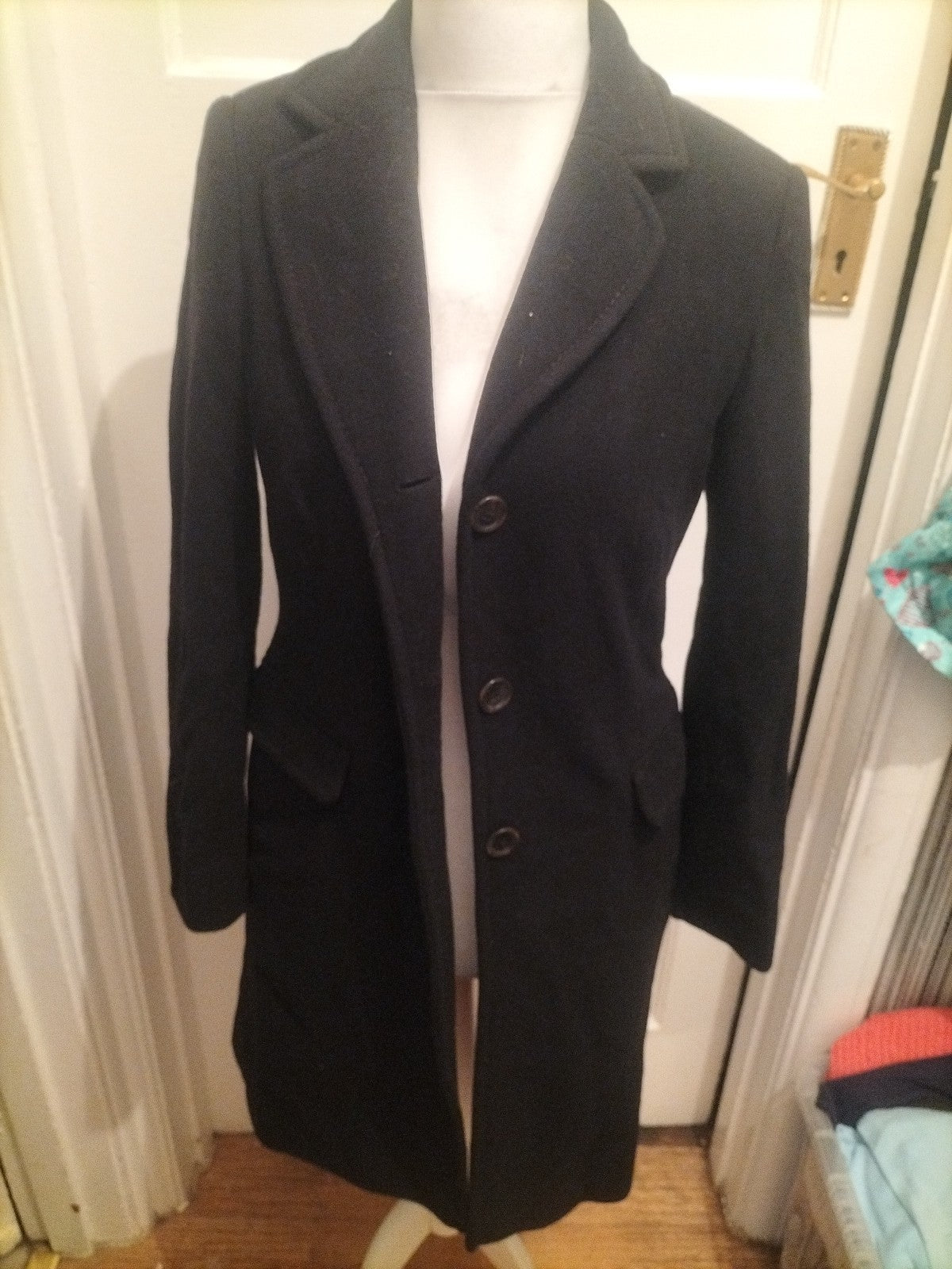 EU 36 Black Lined Overcoat