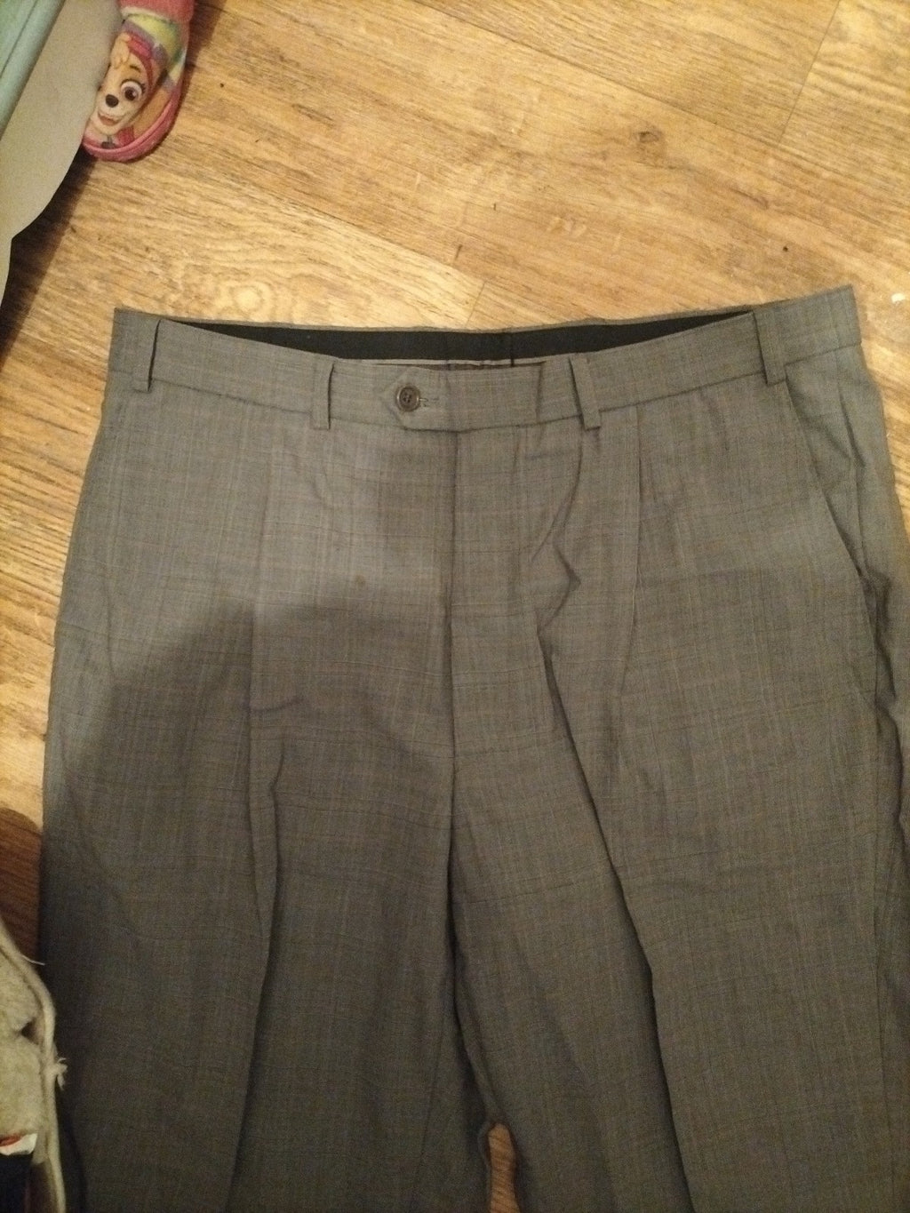 Mens Marks And Spencer Size 36/33 Grey Check Fine Tech Trousers