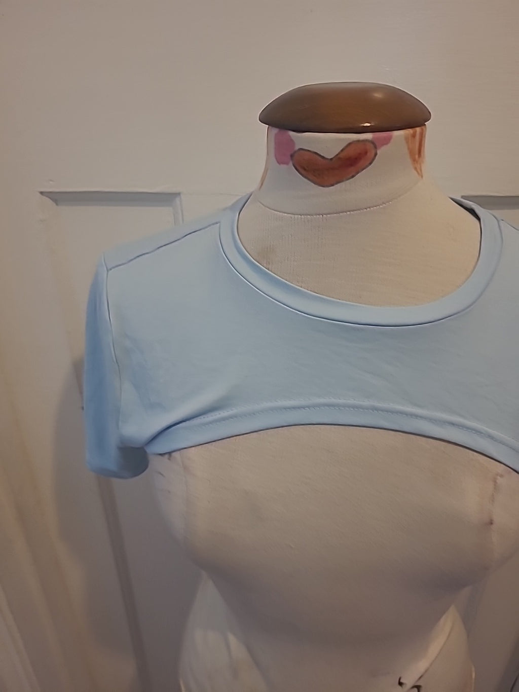 Ladies Shein Size Large Baby Blue Short Sleeve Cropped Cardigan
