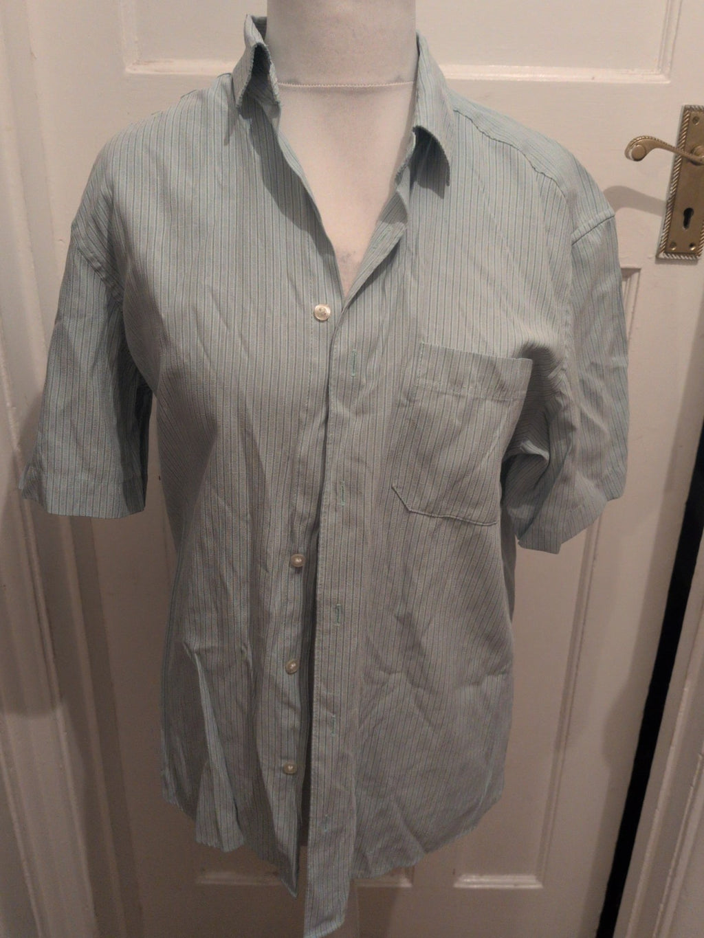 M&S Collection Medium Green Stripy Short Sleeve Shirt