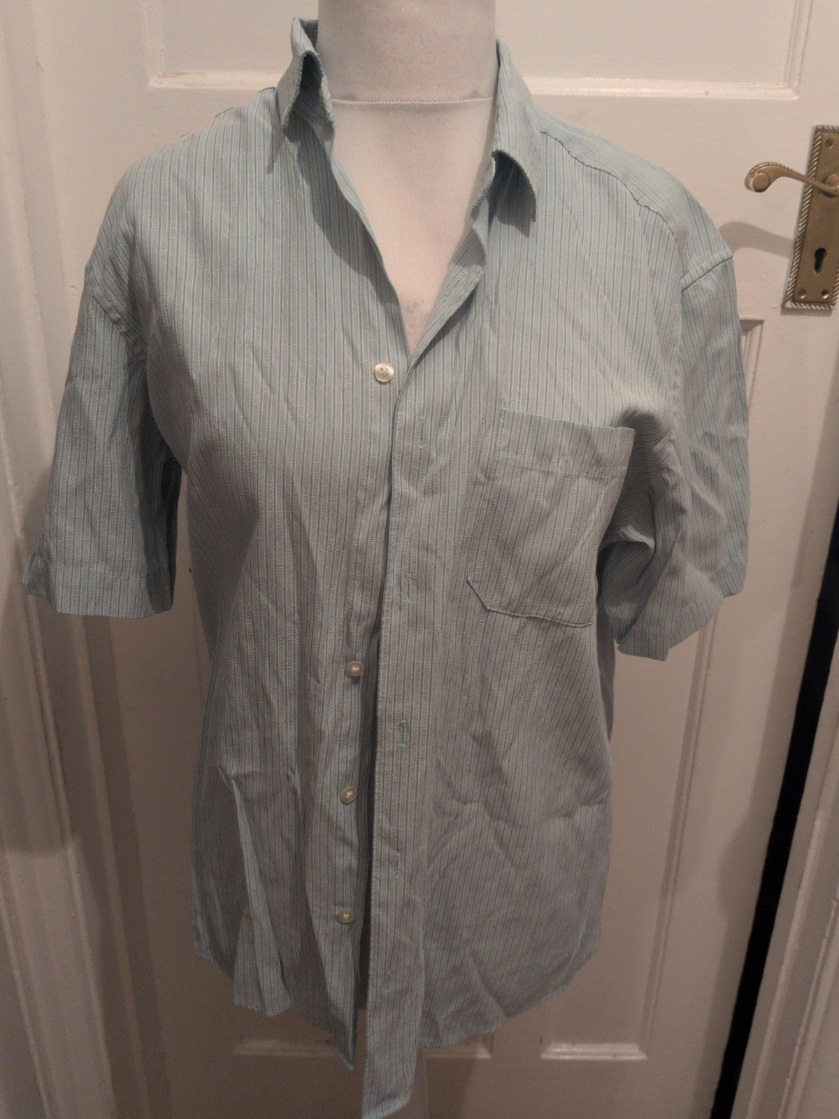 M&S Collection Medium Green Stripy Short Sleeve Shirt