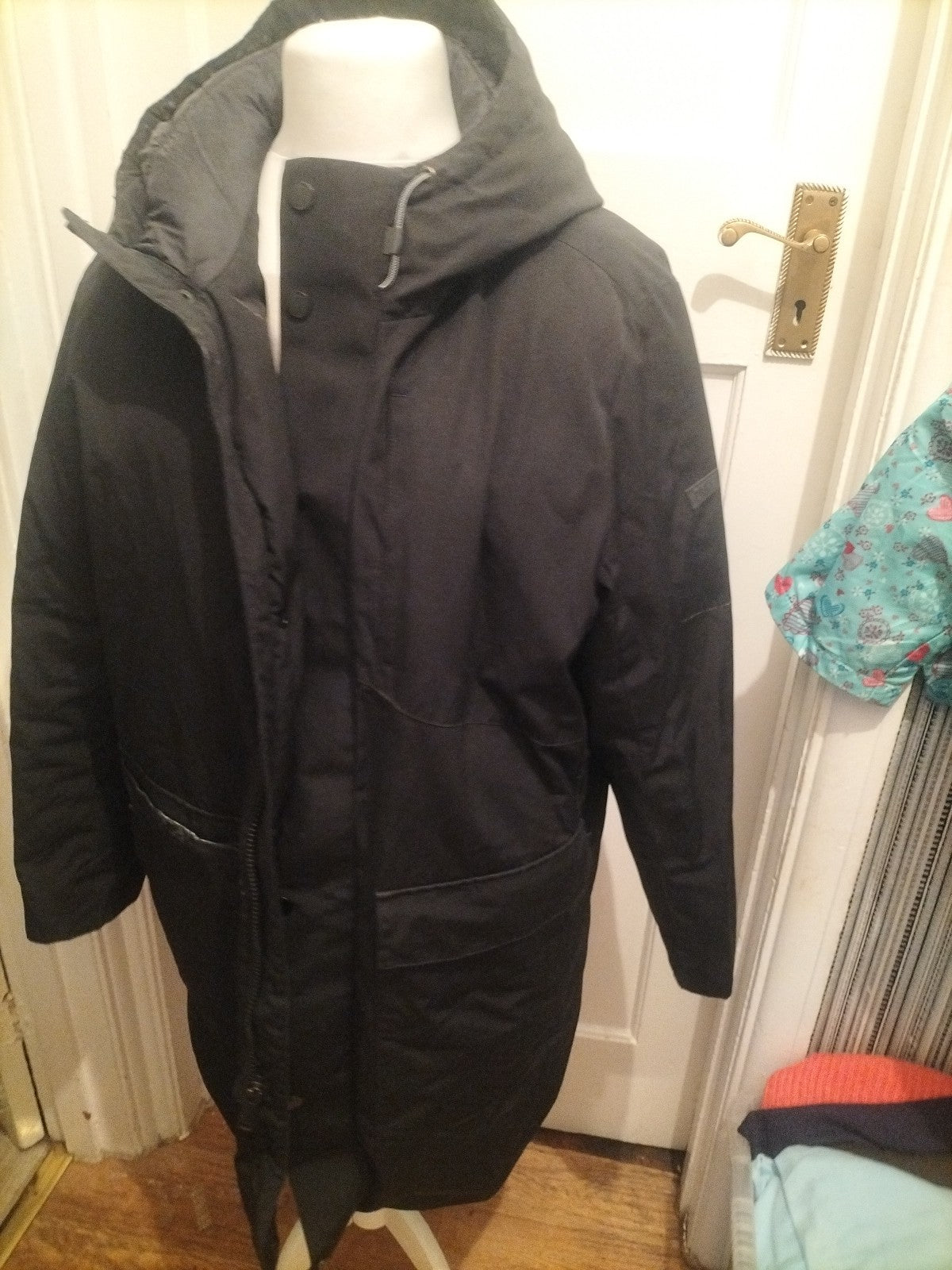 DKNY Large Black Lined Coat