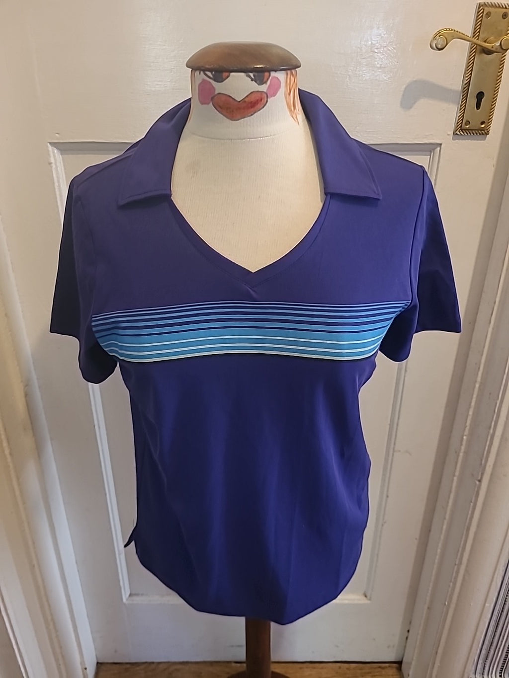Ladies Ashworth Size Medium Blue Short Sleeved Polo