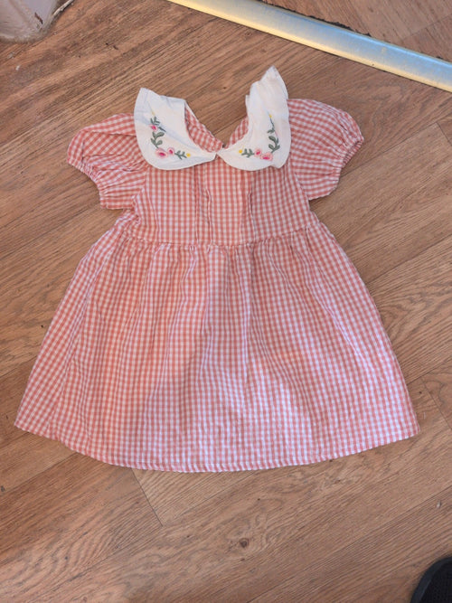 06  Pink Check Collared Dress