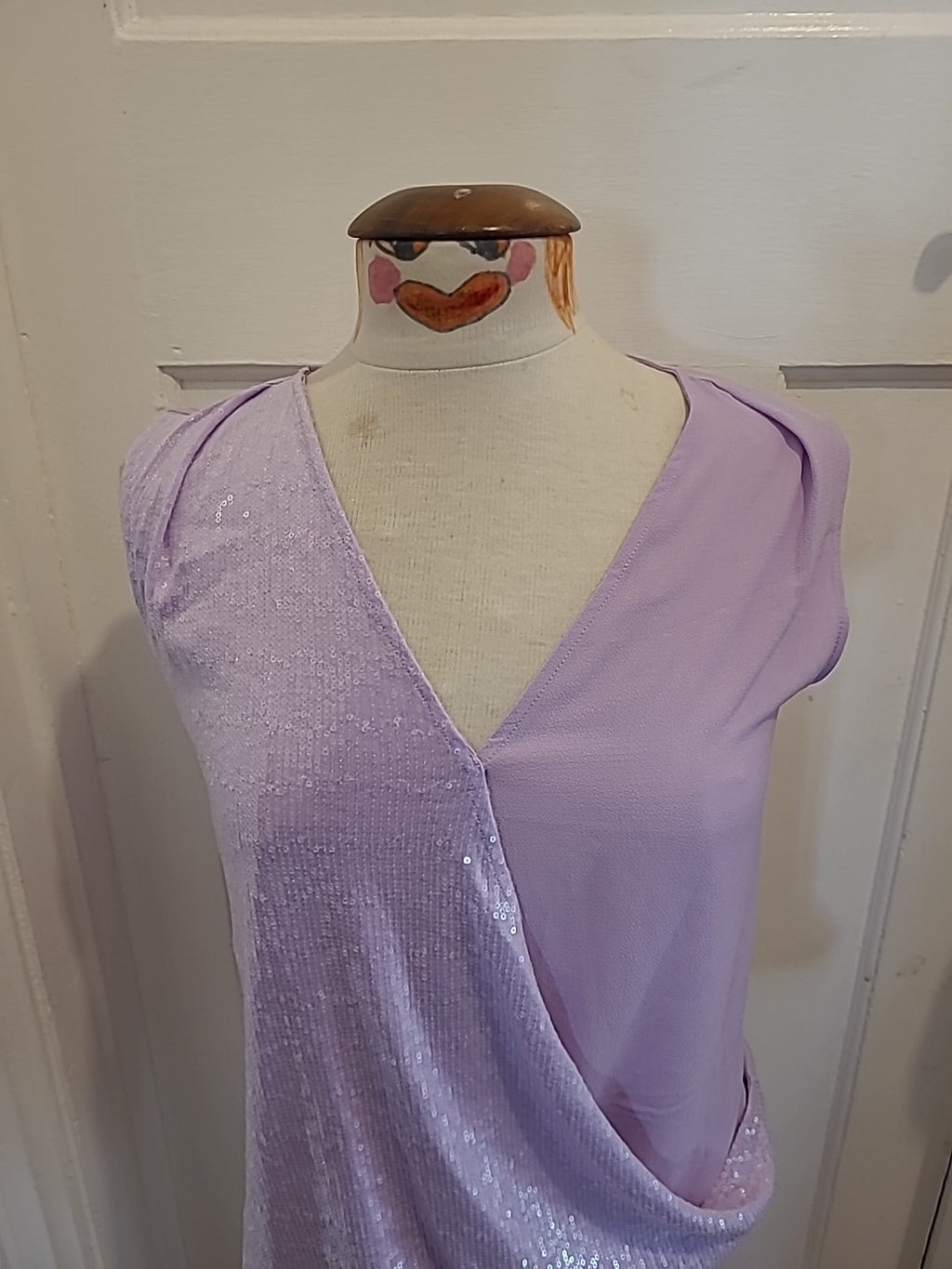 Ladies Next Size 14 Petite Lilac Crossover Sleeveless Blouse