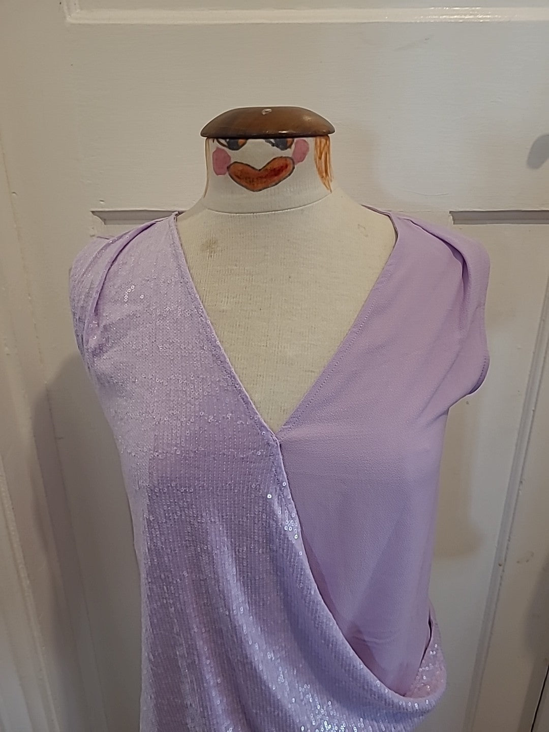 Ladies Next Size 14 Petite Lilac Crossover Sleeveless Blouse