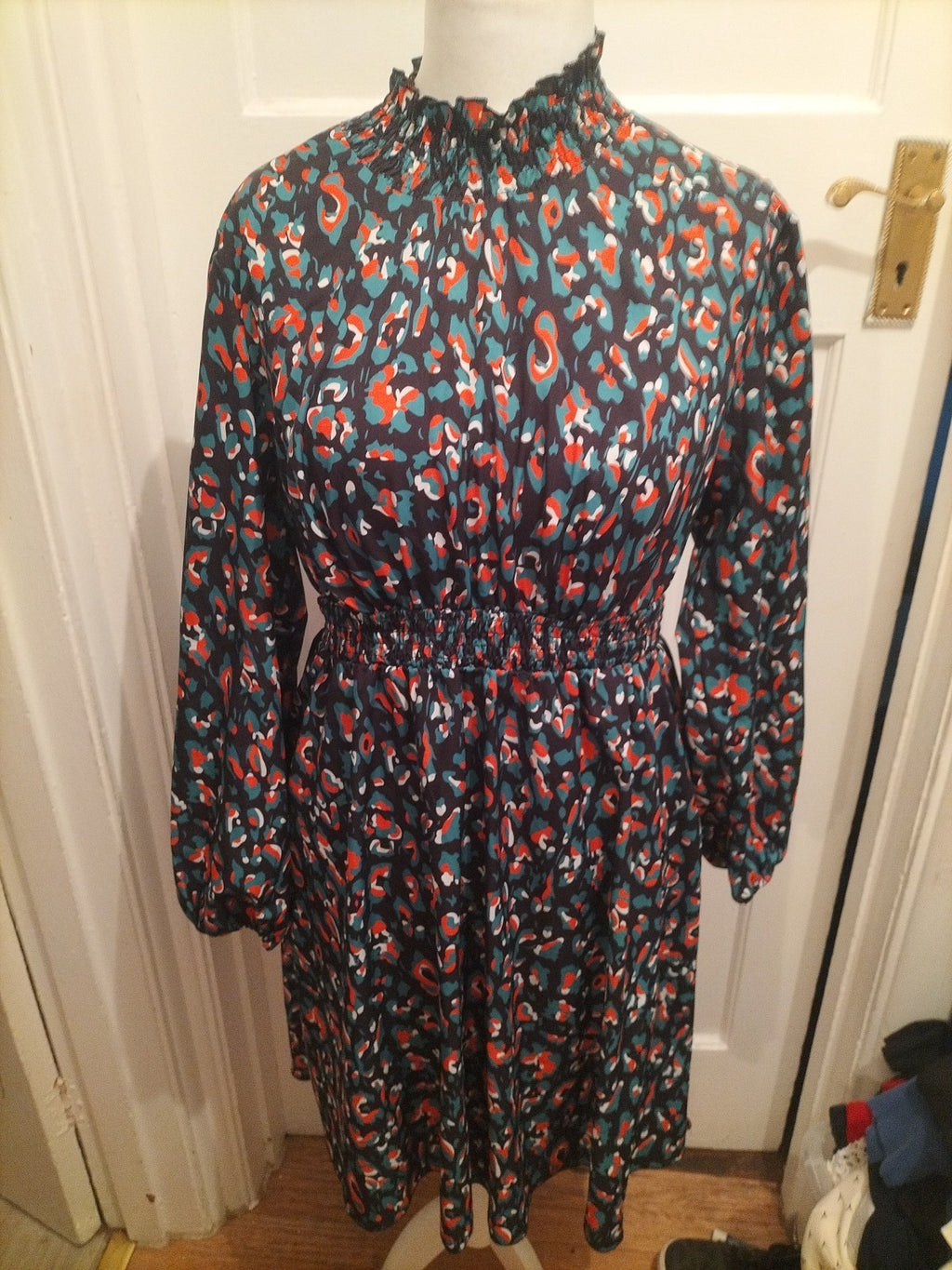 Shein 0xl Black Cowl Neck Long Sleeved Dress Multi