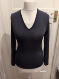 Next 10 Dark Blue V Neck Lightweight Long Sleeve T-shirt