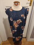 Ladies Y.a.s Euro 36 Navy Floral Sleeveless Dress
