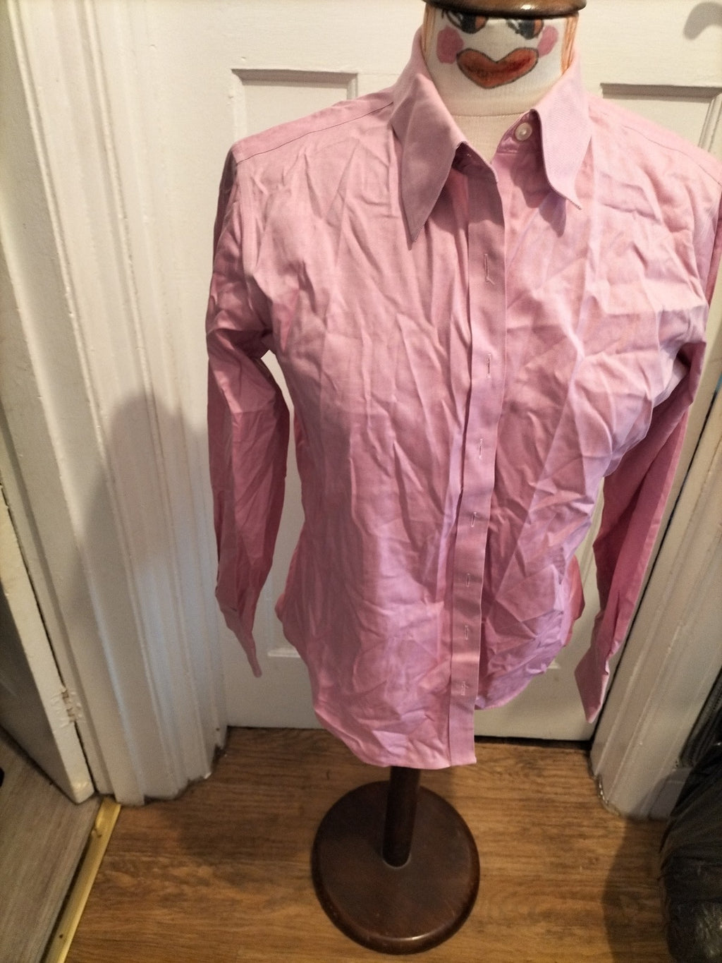 Ladies Lands End Size 8 Pink Long Sleeved Buttoned Shirt