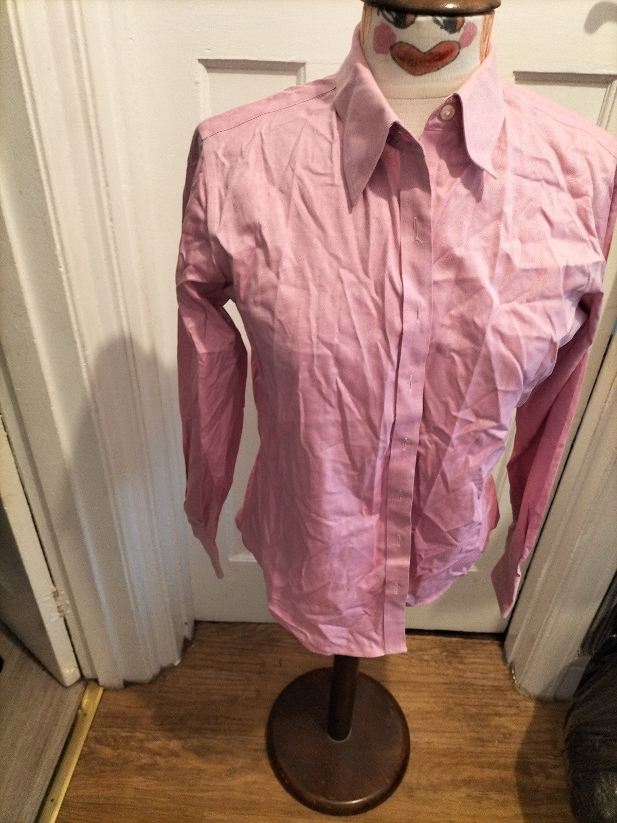 Ladies Lands End Size 8 Pink Long Sleeved Buttoned Shirt