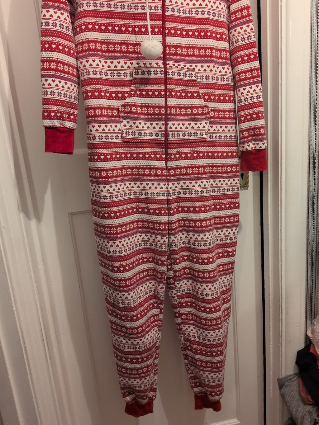 XL Red And White Christmas All In One Pyjama