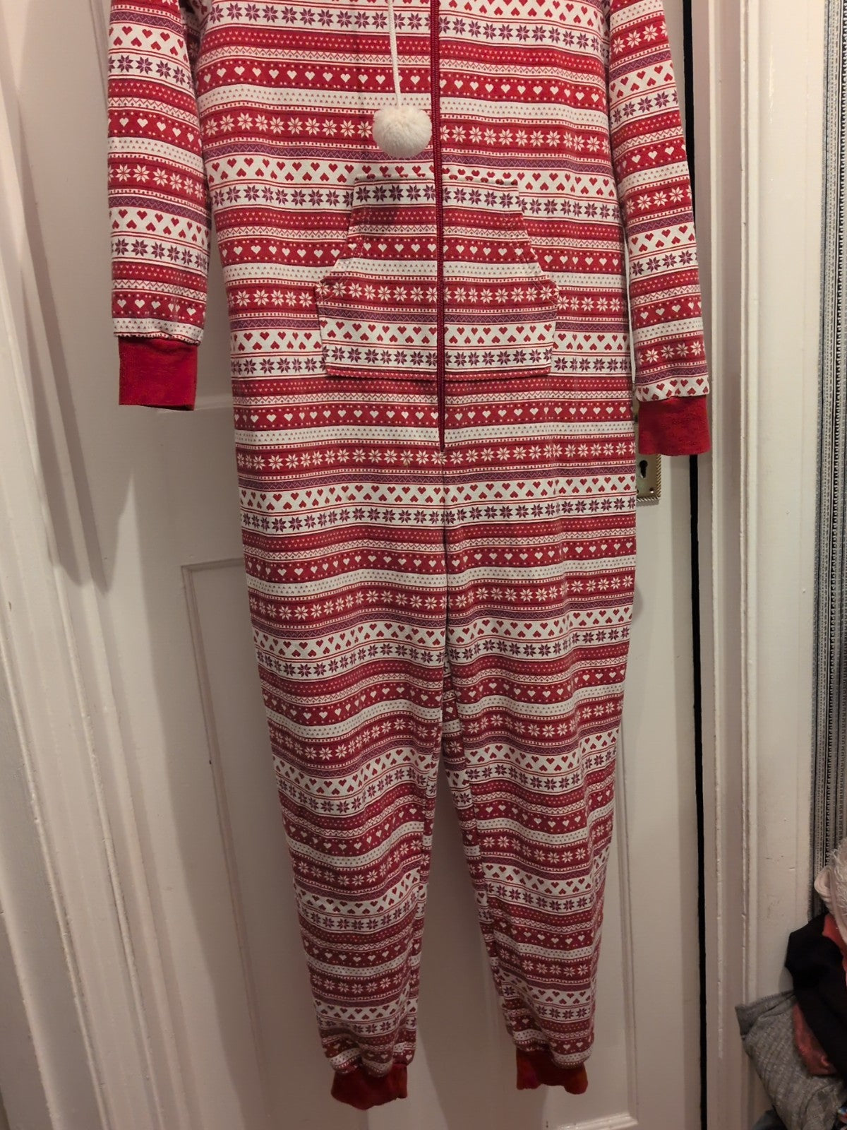 XL Red And White Christmas All In One Pyjama