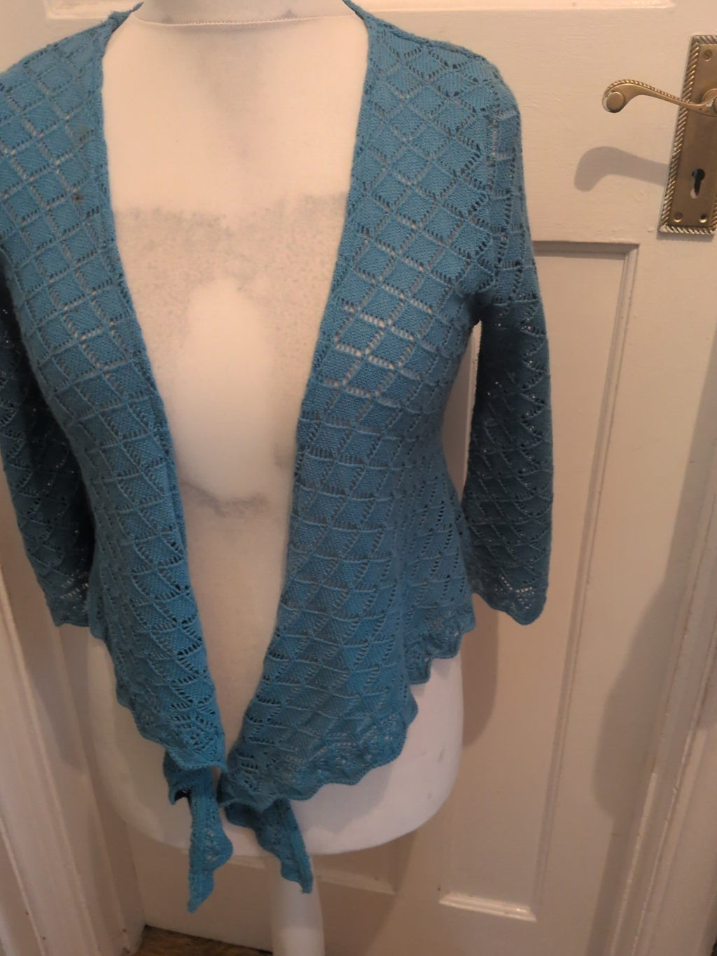 M&Co Medium Turquoise Front Tie Blouse