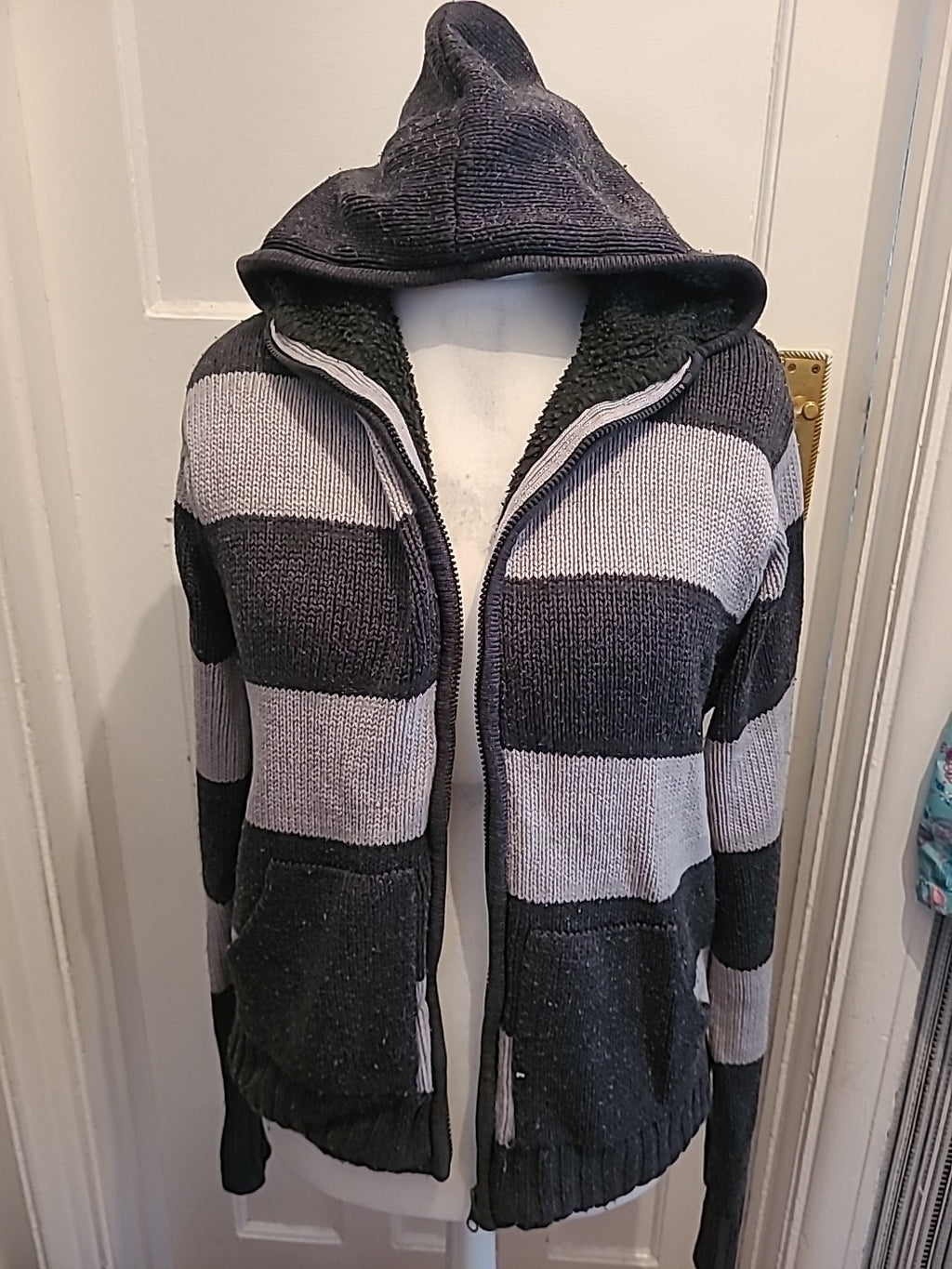 Mens Dissident Size M Two Tone Grey Full Zip Hoodie Bobbling