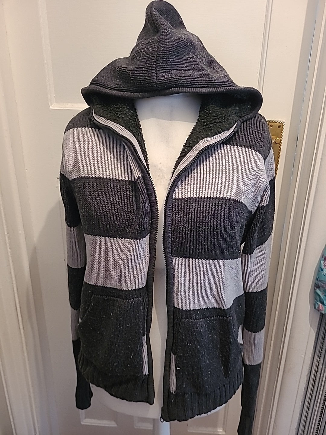 Mens Dissident Size M Two Tone Grey Full Zip Hoodie Bobbling