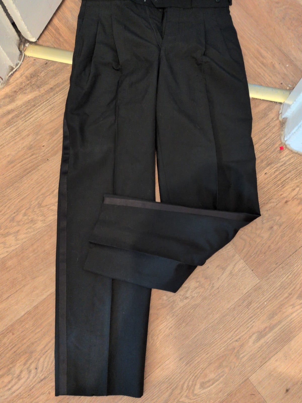 32x31 Black Wool Blend Trousers Smart