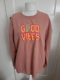 Mens Good Vibes Size 2XL Pinky Colour Long Sleeve Jumper