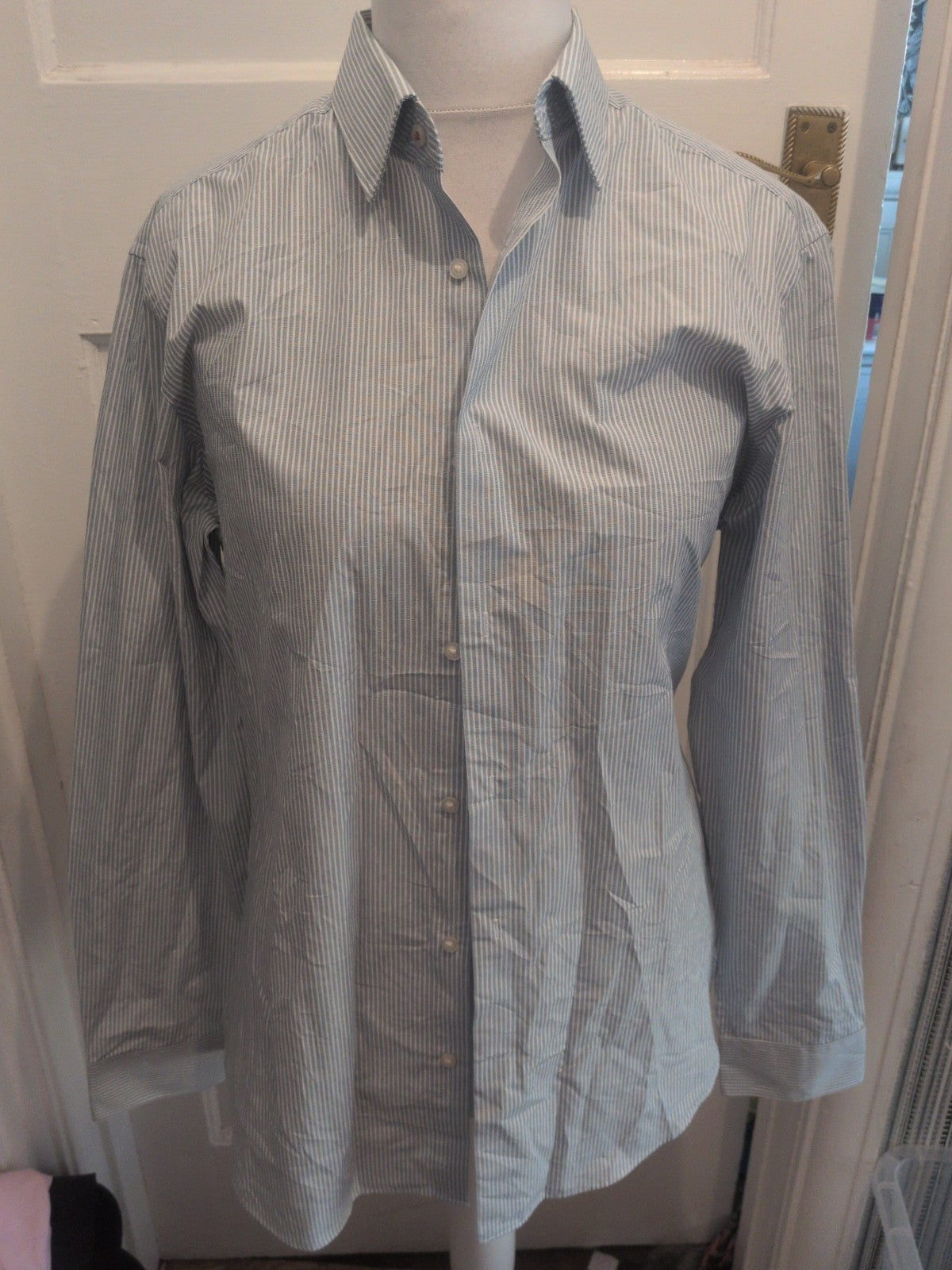 Next Tailoring 16R Blue Stripe Long Sleeve Slim Fit Shirt