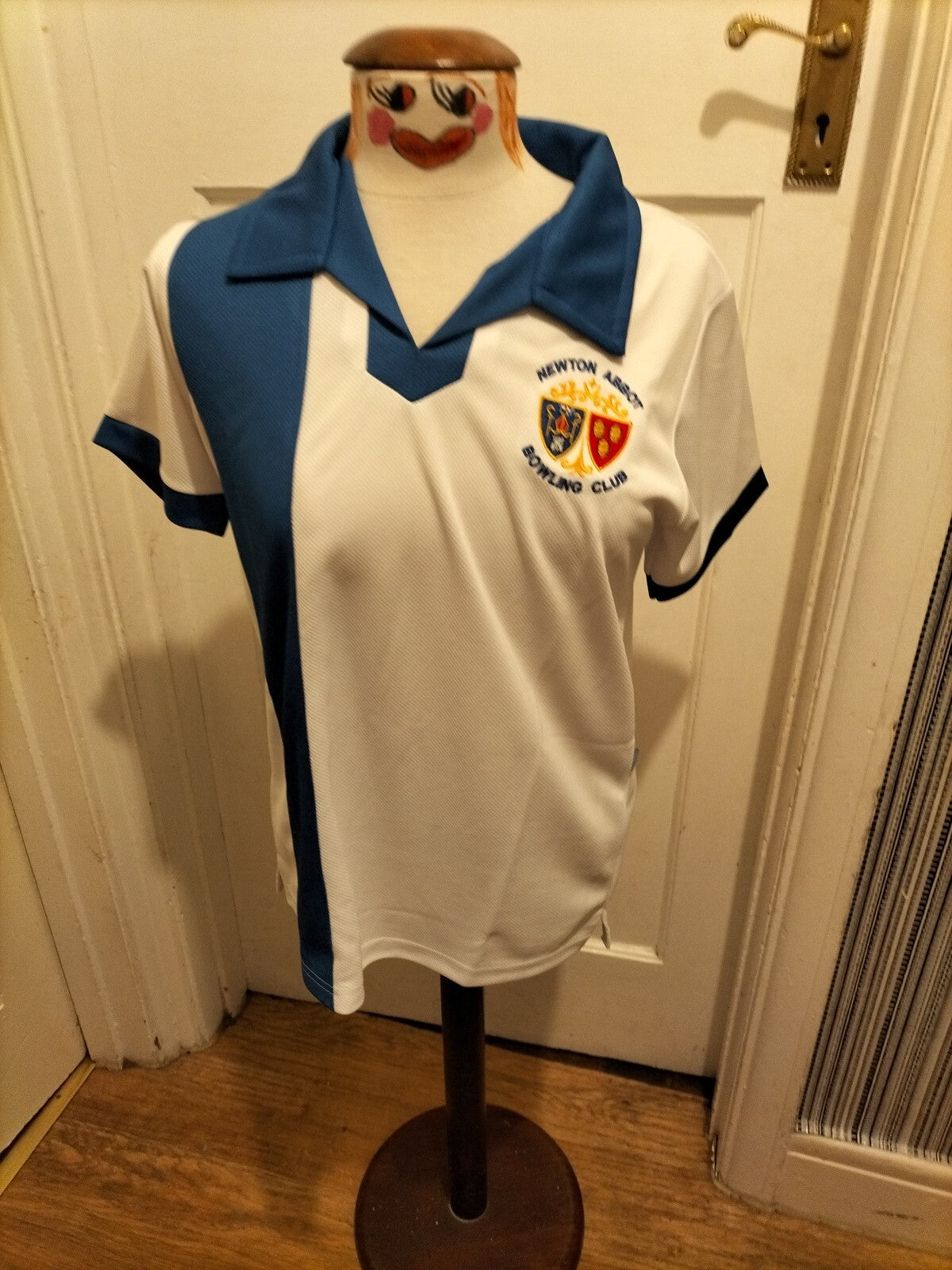 Mens Shotbowl White Blue Newton Abbot Bowling Club Polo