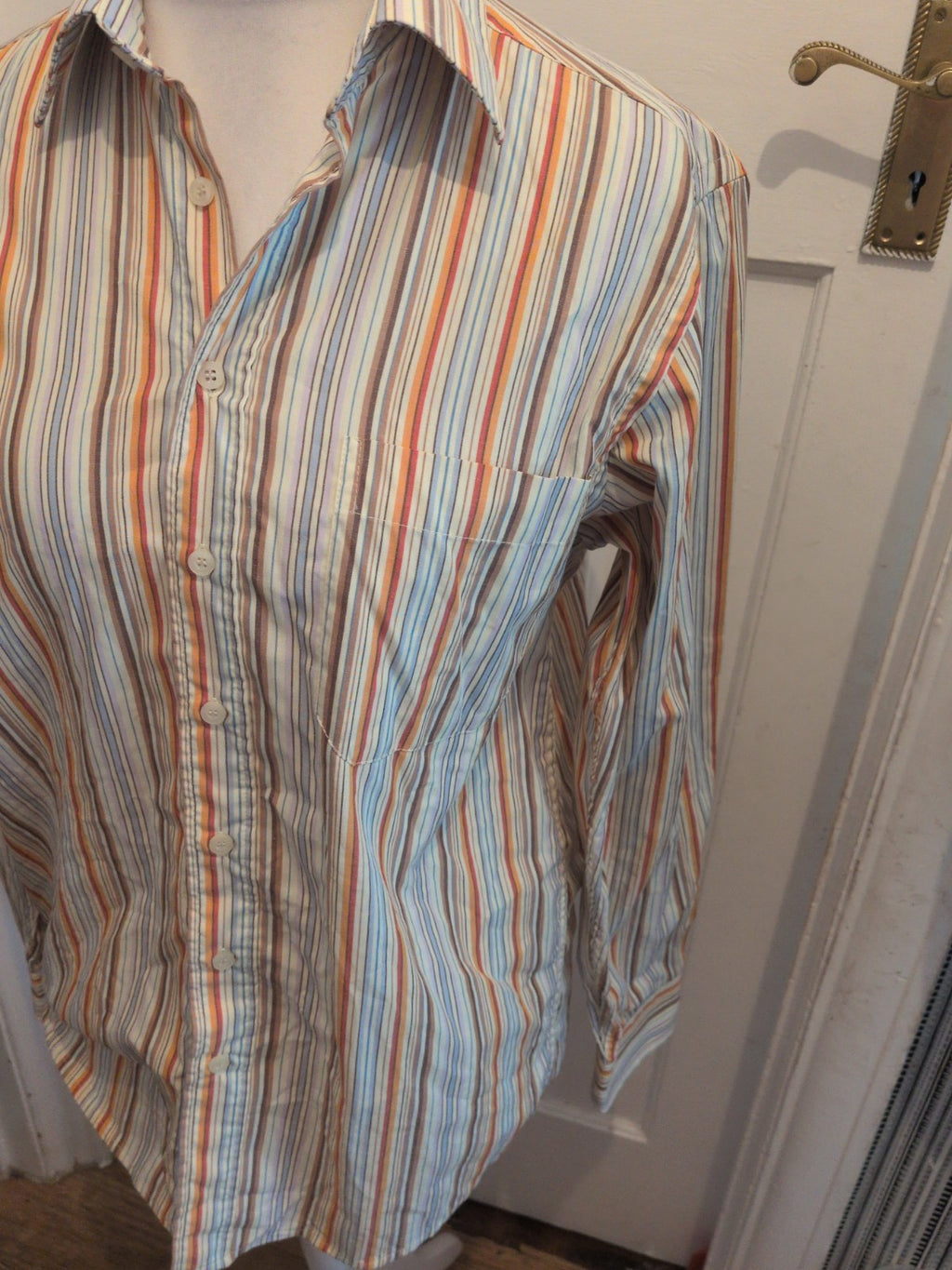 Mauro Leandro Medium 39-40 Multi Stripe Long Sleeve Shirt