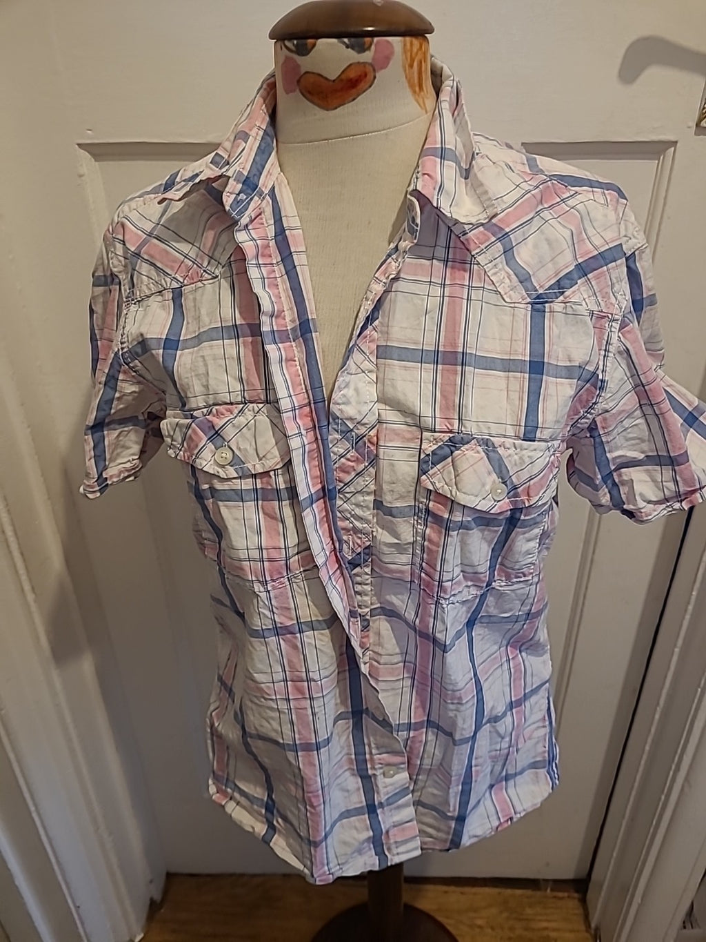 Mens Logg Size Medium Multi Check Fitted Shirt