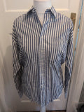 Mens Kurt Geiger Size 15 Navy And White Striped Long Sleeved Shirt