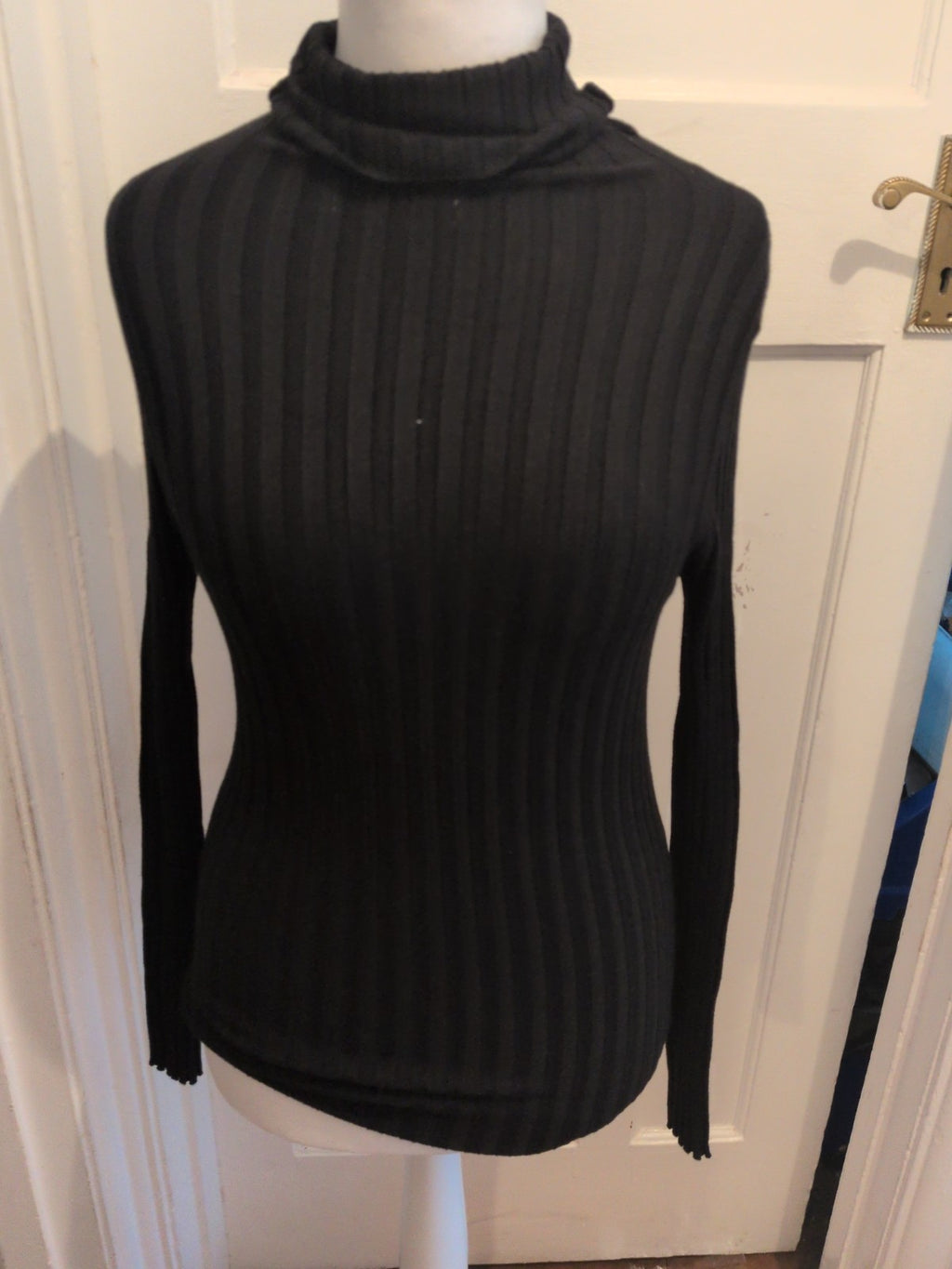 Small Black Roll High Neck Long Sleeve Jumper