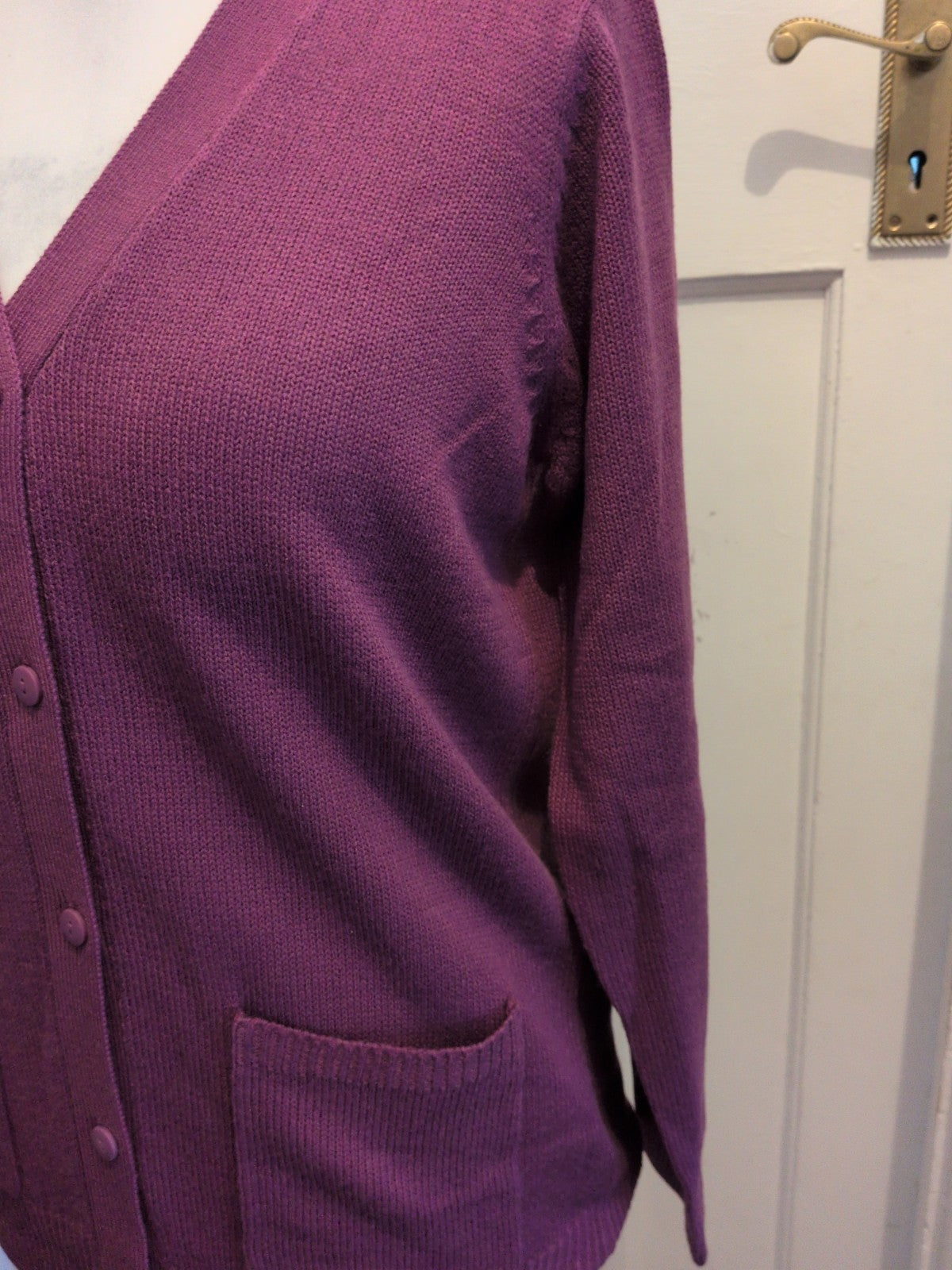 Damart 10-12 Purple V Neck Buttoned Cardigan