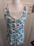 Papaya 20 White Turquoise And Blue Sleeveless Blouse