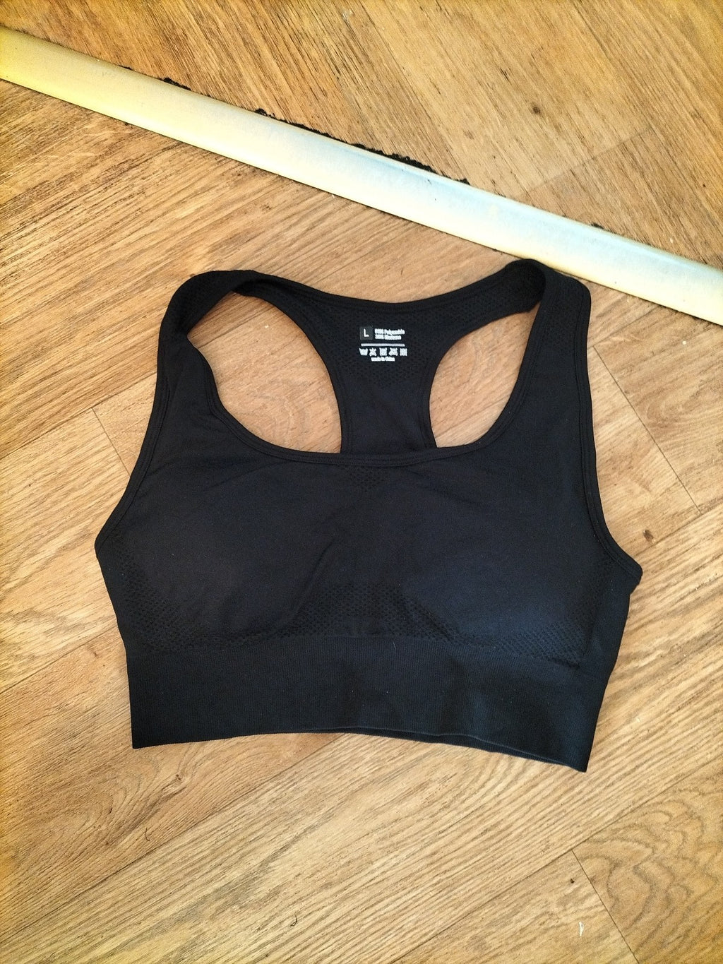 Large Black Padded Racer Sports Bra
