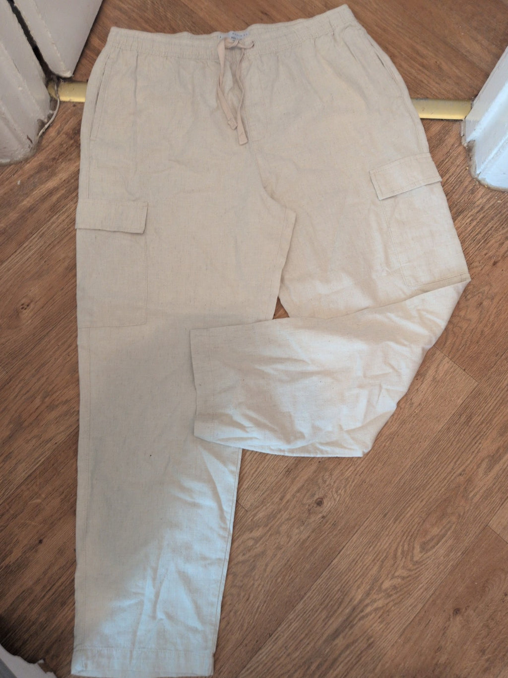 Mens Denim&Co Large Dark Stone Relaxed Fit Cargo Trousers