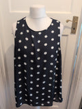 Ladies Primark Size 20 Navy With White Spots Sleeveless Blouse Vest
