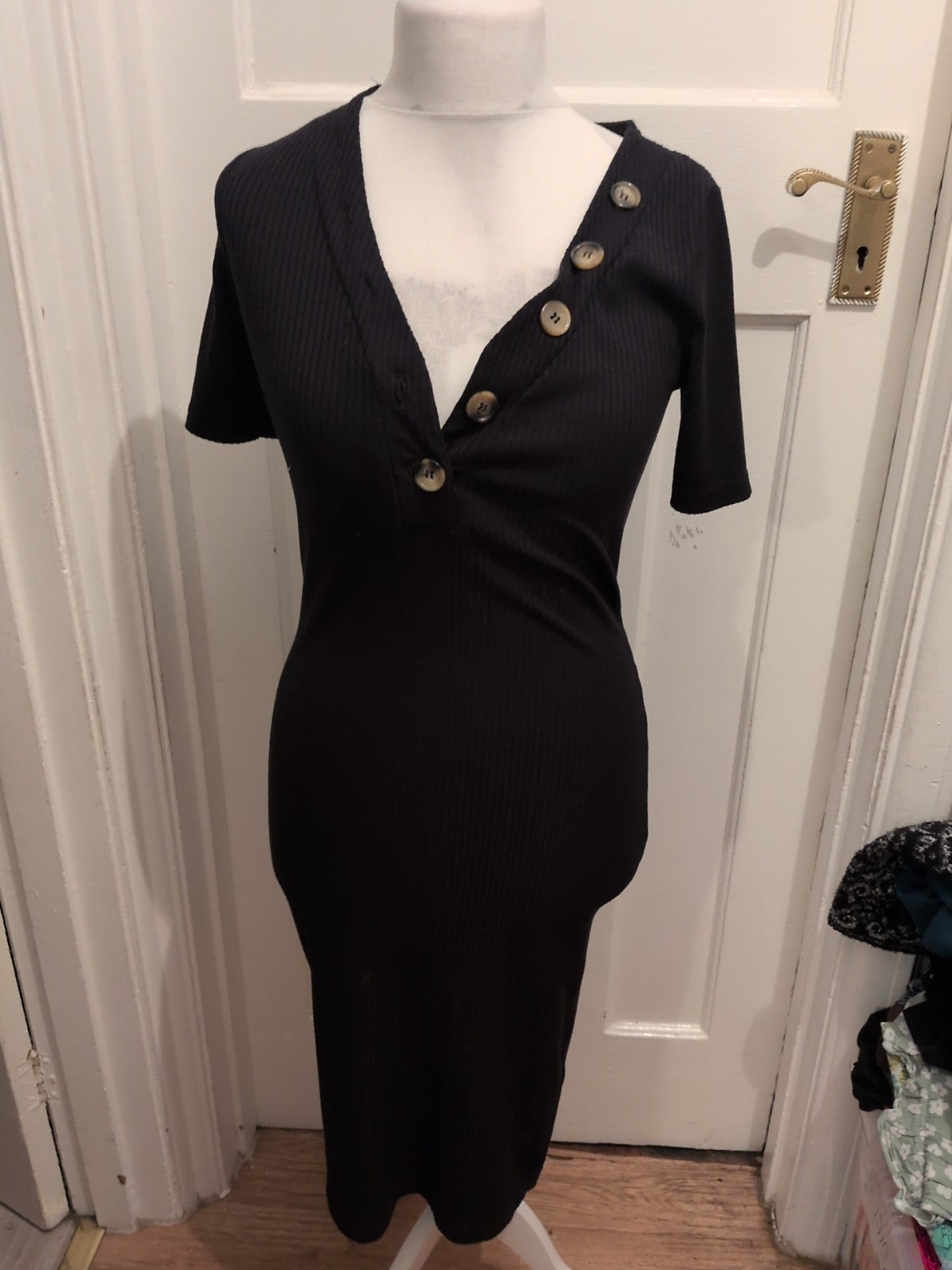 New Look Maternity 12 Black Short Sleeve Midi Dress