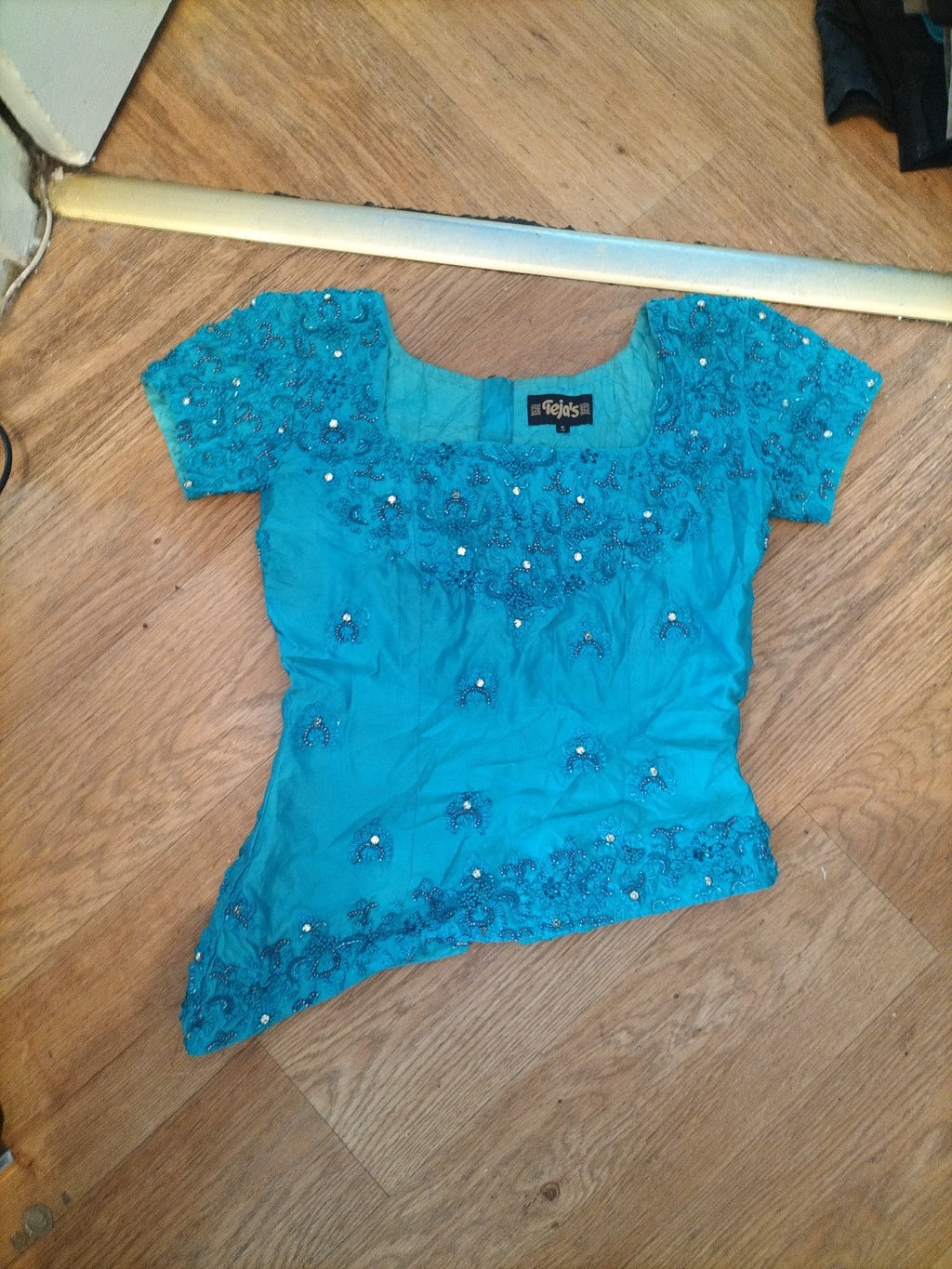 Tejas Small Pattern Turquoise Blouse
