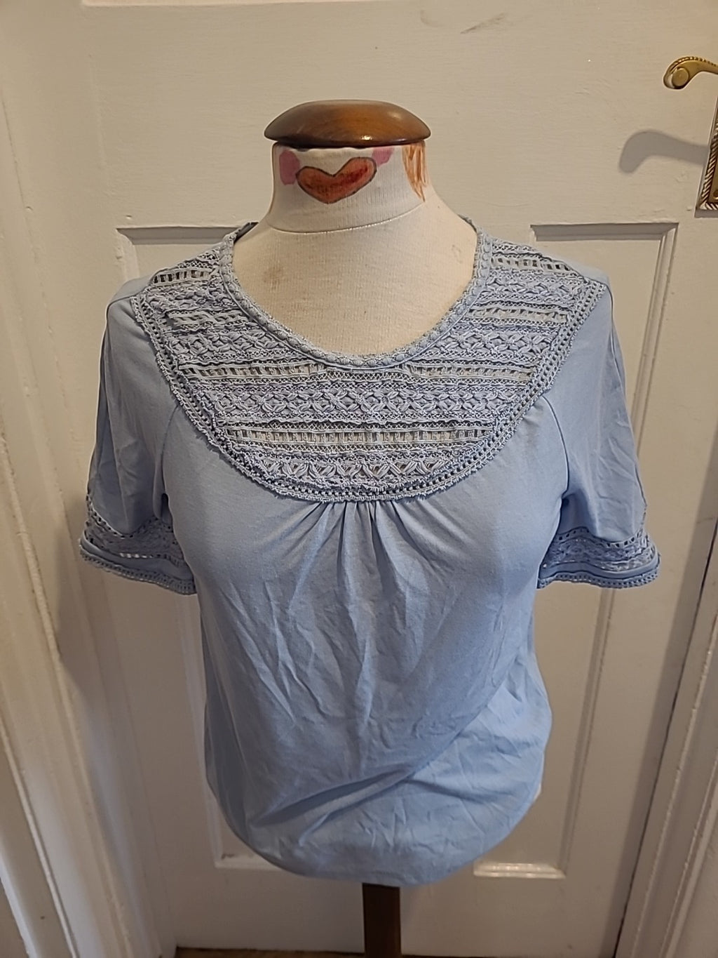 Ladies M&S Size 6 Reg Blue Short Sleeved Blouse