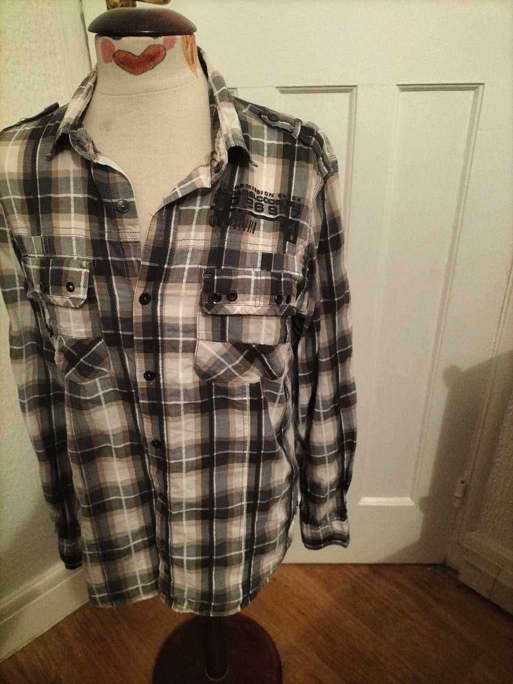 Mens Next Medium Slimmer Fit Multi Color Check Long Sleeve Shirt